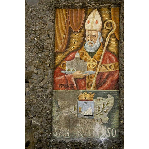 Italy, San Fruttuoso Religious wall mosaic Gold Ornate Wood Framed Art Print with Double Matting by Kaveney, Wendy