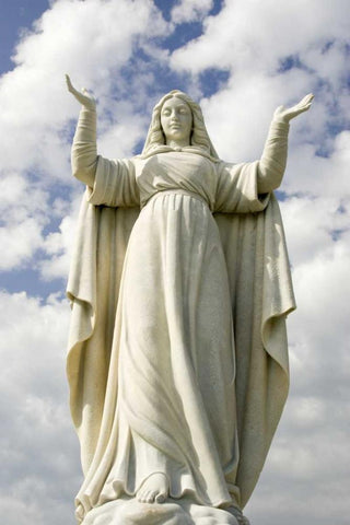 Italy, A statue of Santa Margherita Black Ornate Wood Framed Art Print with Double Matting by Kaveney, Wendy