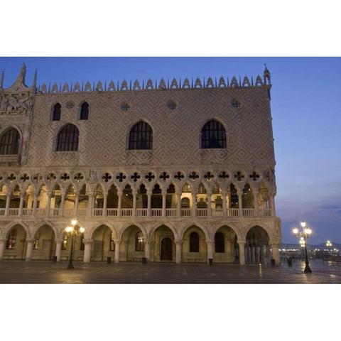 Italy, Venice Doges Palace in early morning Black Modern Wood Framed Art Print by Young, Bill