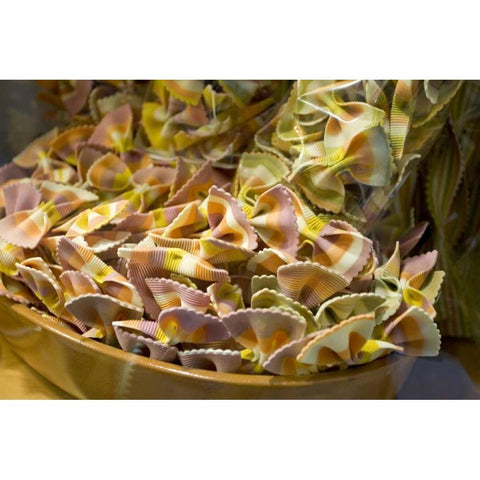 Italy, Venice Bow tie pasta in bowl in store Black Modern Wood Framed Art Print by Young, Bill