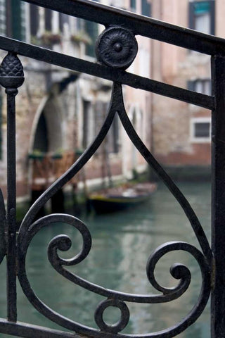 Italy, Venice Stair railing metalwork design White Modern Wood Framed Art Print with Double Matting by Young, Bill