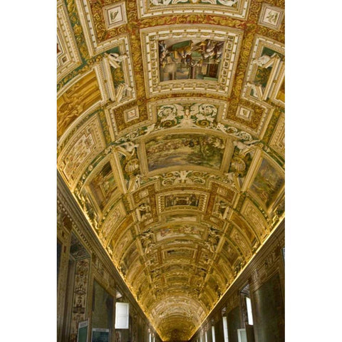 Italy, Rome, Vatican City Art on the ceiling Black Modern Wood Framed Art Print with Double Matting by Kaveney, Wendy