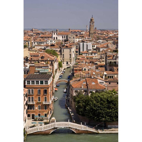 Italy, Venice Aerial looking down a Venice canal Black Modern Wood Framed Art Print by Kaveney, Wendy