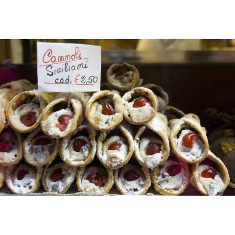 Italy, Venice Cannoli for sale in a bakery Black Modern Wood Framed Art Print by Kaveney, Wendy
