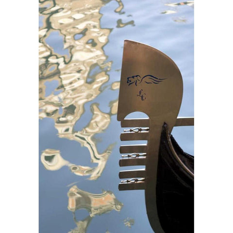 Italy, Venice Gondola bow and water reflection Gold Ornate Wood Framed Art Print with Double Matting by Kaveney, Wendy
