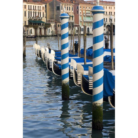 Italy, Venice Gondolas on the Grand Canal Black Modern Wood Framed Art Print by Kaveney, Wendy