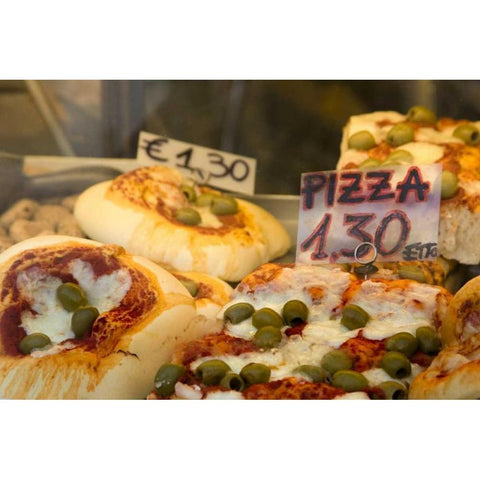 Italy, Venice Pizza slices for sale Gold Ornate Wood Framed Art Print with Double Matting by Kaveney, Wendy