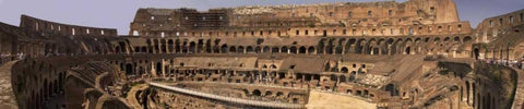 Italy, Rome A panoramic image of the Colosseum White Modern Wood Framed Art Print with Double Matting by Kaveney, Wendy