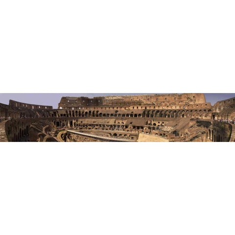 Italy, Rome A panoramic image of the Colosseum Black Modern Wood Framed Art Print by Kaveney, Wendy