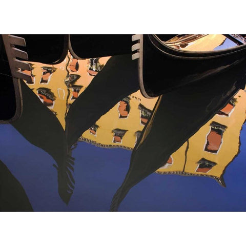 Italy, Venice Abstract of gondolas on a canal Black Modern Wood Framed Art Print with Double Matting by Kaveney, Wendy