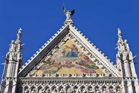 Italy, Tuscany, Siena Facade of Duomo cathedral Black Ornate Wood Framed Art Print with Double Matting by Flaherty, Dennis