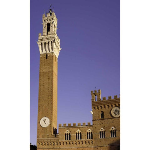 Italy Torre del Mangia in the Piazza del Campo Black Modern Wood Framed Art Print by Kaveney, Wendy