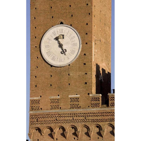 Italy, Sienna Torre del Mangias clock tower Black Modern Wood Framed Art Print by Kaveney, Wendy