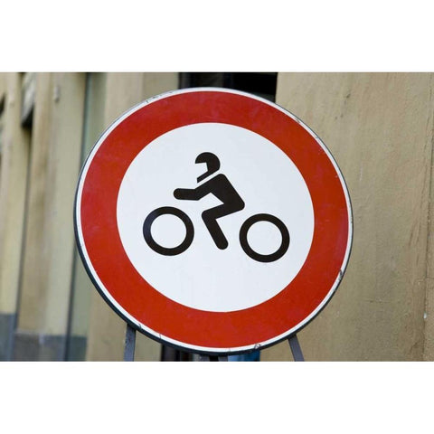 Italy, Tuscany, Sienna Motor scooter sign White Modern Wood Framed Art Print by Kaveney, Wendy