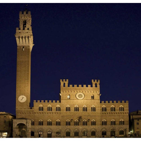 Italy, Tuscany, Sienna Torre del Mangia Black Modern Wood Framed Art Print by Kaveney, Wendy