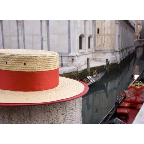 Italy, Venice Detail of a gondoliers hat Black Modern Wood Framed Art Print by Kaveney, Wendy