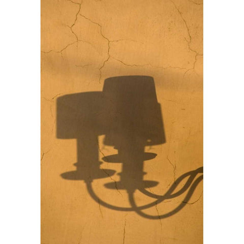 Italy, Venice Shadows of a lamp on a yellow wall Black Modern Wood Framed Art Print by Kaveney, Wendy