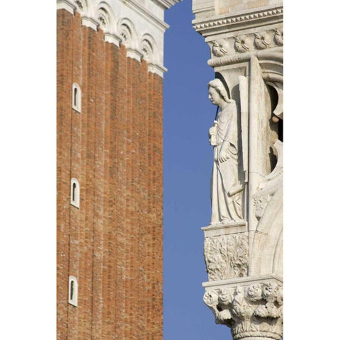 Italy, Venice A statue on the Doges Palace Black Modern Wood Framed Art Print by Kaveney, Wendy