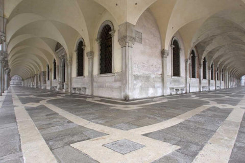 Italy, Venice Walkways in the Doges Palace White Modern Wood Framed Art Print with Double Matting by Kaveney, Wendy