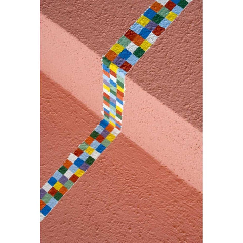 Italy, Venice, Burano Checkered paint on a house Gold Ornate Wood Framed Art Print with Double Matting by Kaveney, Wendy