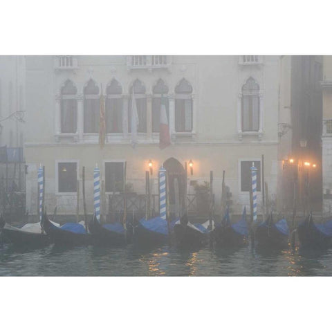 Italy, Venice Gondolas on the Grand Canal Black Modern Wood Framed Art Print by Kaveney, Wendy