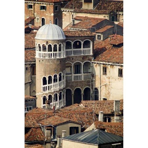 Italy, Venice Building with spiral staircase Black Modern Wood Framed Art Print by Kaveney, Wendy