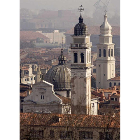 Italy, Venice View from the Campanile bell tower White Modern Wood Framed Art Print by Kaveney, Wendy