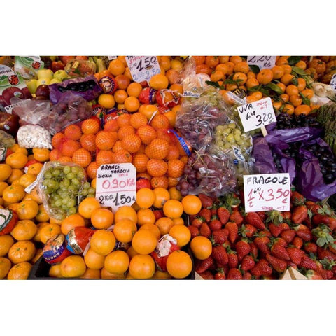 Italy, Venice Fresh fruit for sale in a market Black Modern Wood Framed Art Print by Kaveney, Wendy