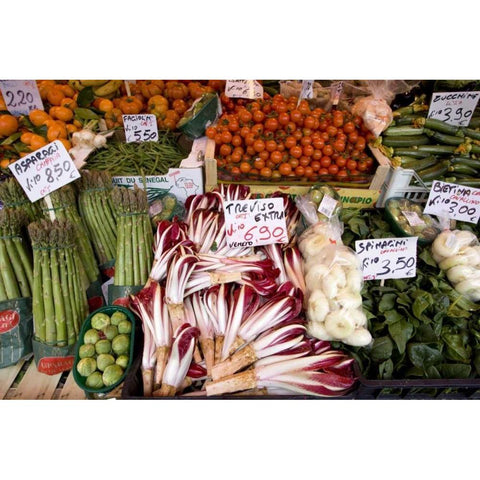 Italy, Venice Vegetables for sale in a market Black Modern Wood Framed Art Print by Kaveney, Wendy