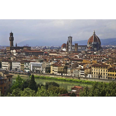 Italy, Florence City as seen from the overlook Gold Ornate Wood Framed Art Print with Double Matting by Flaherty, Dennis