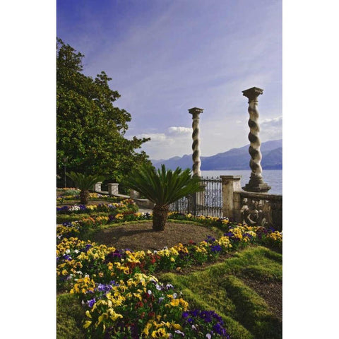 Italy, Varenna Villa on the shores of Lake Como Black Modern Wood Framed Art Print with Double Matting by Flaherty, Dennis