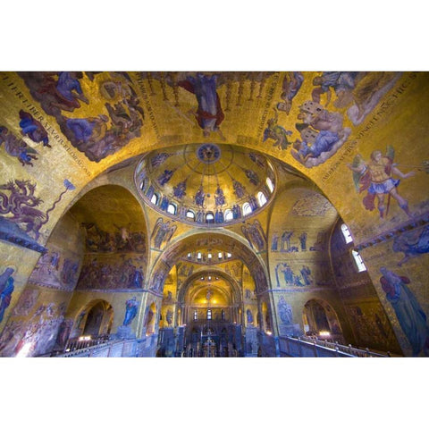 Italy, Venice Interior of St Marks Cathedral Gold Ornate Wood Framed Art Print with Double Matting by Zuckerman, Jim