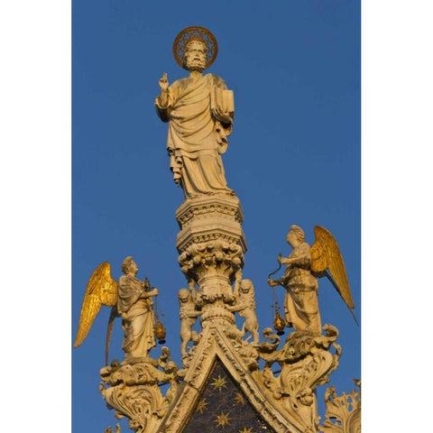 Italy, Venice Christ at San Marco Basilica White Modern Wood Framed Art Print by Young, Bill