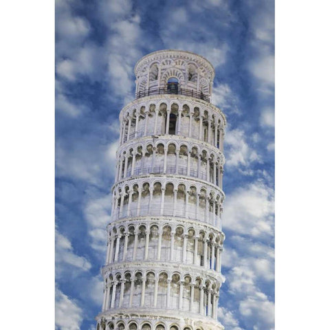 Italy, Pisa Top part of the Leaning Tower White Modern Wood Framed Art Print by Flaherty, Dennis