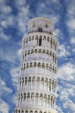 Italy, Pisa Top part of the Leaning Tower Black Ornate Wood Framed Art Print with Double Matting by Flaherty, Dennis