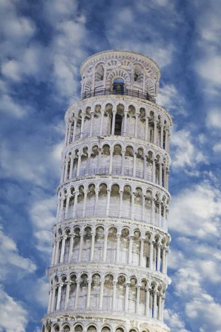 Italy, Pisa Top part of the Leaning Tower White Modern Wood Framed Art Print with Double Matting by Flaherty, Dennis