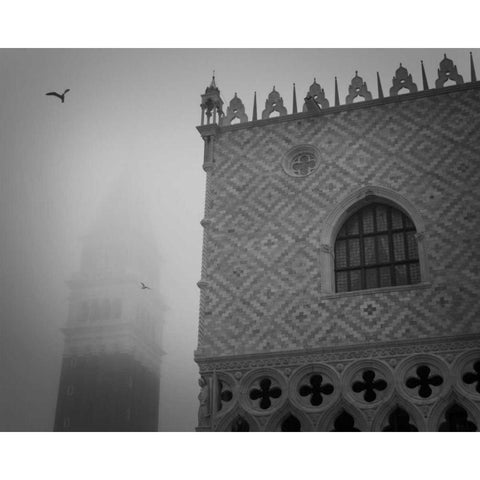 Italy, Venice The Doges Palace and Campanile Black Modern Wood Framed Art Print by Young, Bill