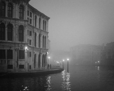 Italy, Venice Building with Grand Canal Black Ornate Wood Framed Art Print with Double Matting by Young, Bill