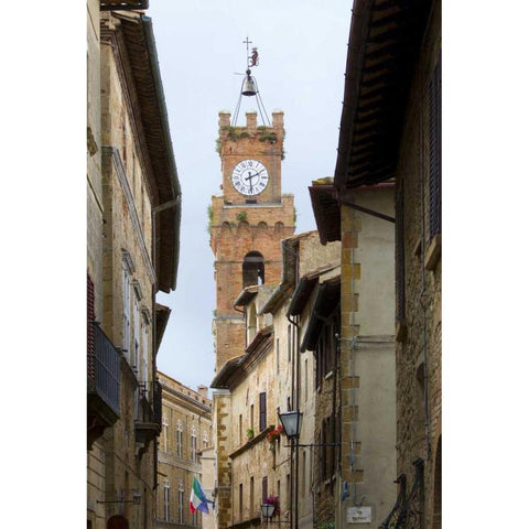 Italy, Tuscany, Pienza City street view Black Modern Wood Framed Art Print by Delisle, Gilles