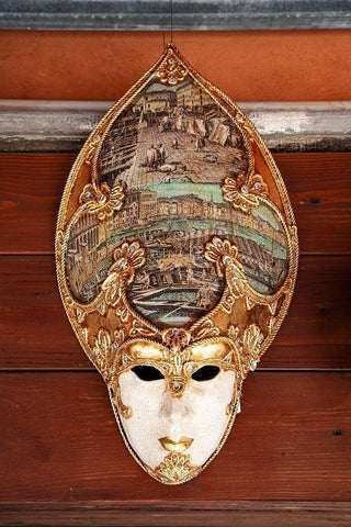 Italy-Venice Carnival mask on display White Modern Wood Framed Art Print with Double Matting by Jaynes Gallery
