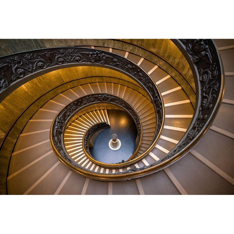Europe-Italy-Rome-Bramante Stairwell at the Vatican Museum White Modern Wood Framed Art Print by Jaynes Gallery