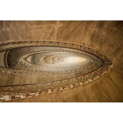 Europe-Italy-Naples-Abstract of spiral staircase Black Modern Wood Framed Art Print by Jaynes Gallery
