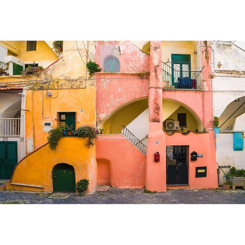 Europe-Italy-Procida-House exteriors Gold Ornate Wood Framed Art Print with Double Matting by Jaynes Gallery