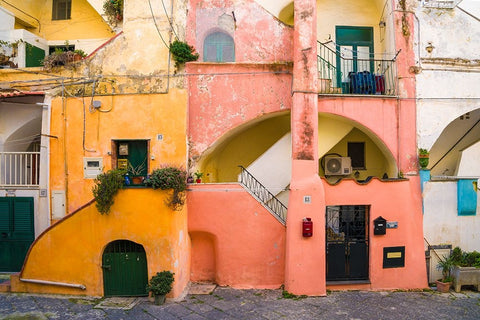 Europe-Italy-Procida-House exteriors Black Ornate Wood Framed Art Print with Double Matting by Jaynes Gallery