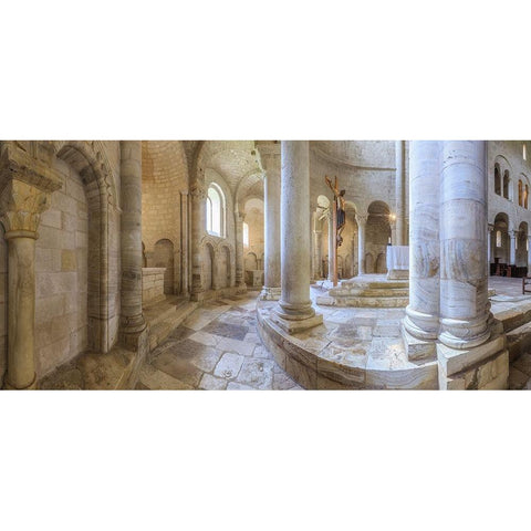 Europe-Italy-Tuscany-Interior of San Antimo Abbey White Modern Wood Framed Art Print by Jaynes Gallery