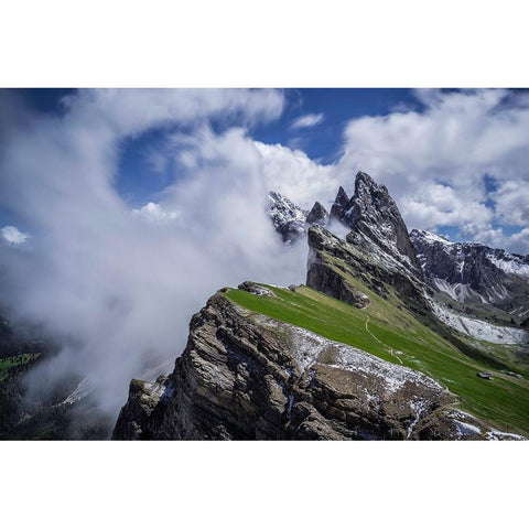 Europe-Italy-South Tyrol-Landscape with Dolomite Mountains Black Modern Wood Framed Art Print with Double Matting by Jaynes Gallery