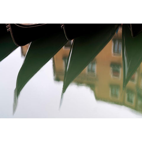 Europe-Italy-Venice-Reflections of gondolas in canal Black Modern Wood Framed Art Print by Jaynes Gallery