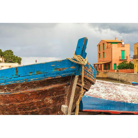 Palermo Province-Santa Flavia Small fishing boats in the fishing village of Santa Flavia White Modern Wood Framed Art Print by Wilson, Emily