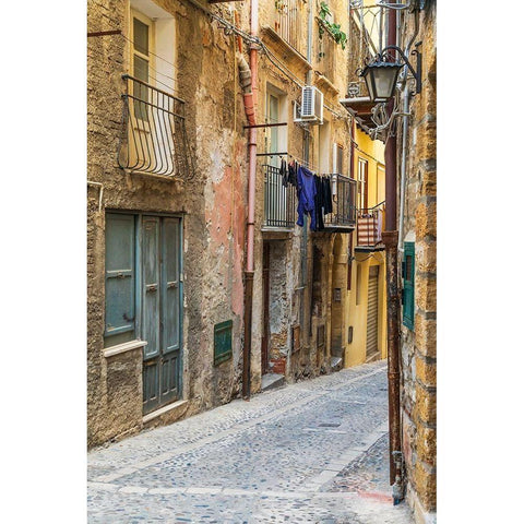 Palermo Province-Cefalu Narrow street in Cefalu Gold Ornate Wood Framed Art Print with Double Matting by Wilson, Emily