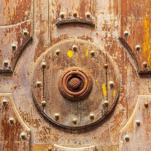 Palermo Province-Cefalu Detail of an exterior wooden door on the Cefalu Cathedral White Modern Wood Framed Art Print by Wilson, Emily